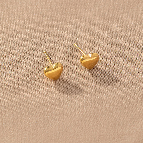 1 paire de clous d'oreilles princesse en forme de cœur, en acier inoxydable, mignons et doux