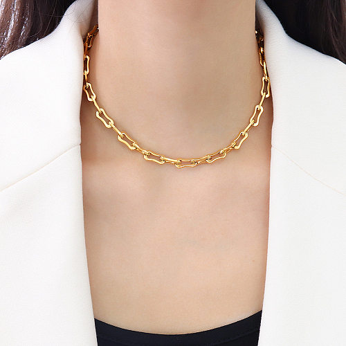 European And American Stacking Stainless Steel Plated 18k Gold Thick Chain Bracelet Necklace