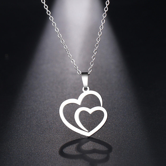Simple Style Heart Shape Stainless Steel  Necklace