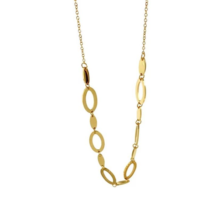 Fashion Hollow Oval Chain Stainless Steel  Necklace