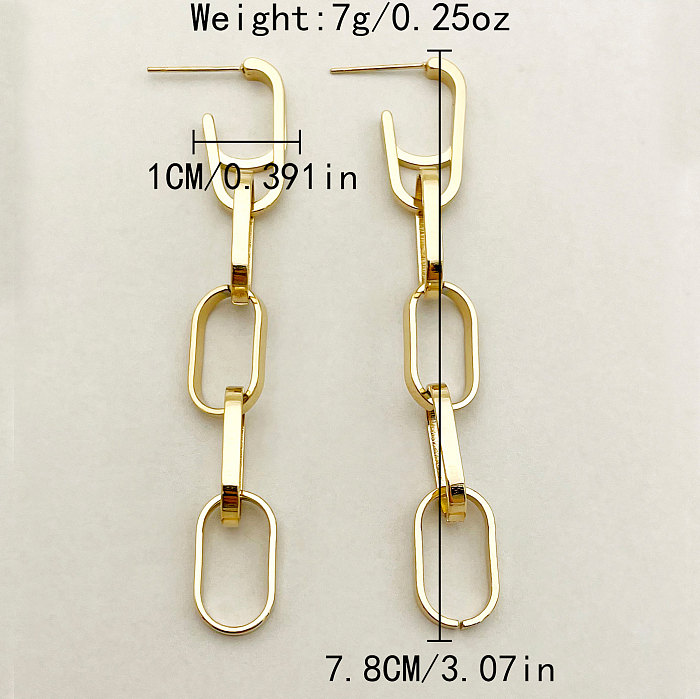 1 Pair Hip-Hop Solid Color Patchwork Plating Stainless Steel  Gold Plated Drop Earrings