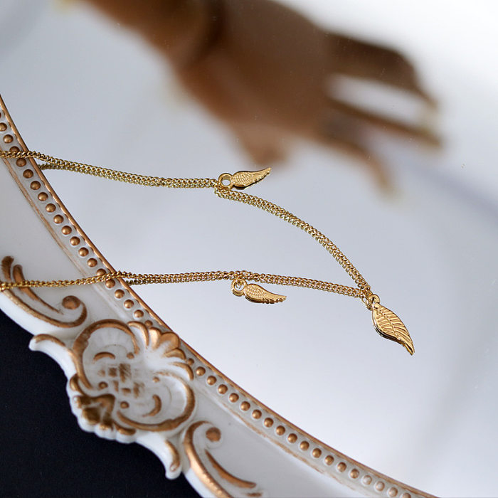Fashion Wings Stainless Steel Gold Plated Necklace