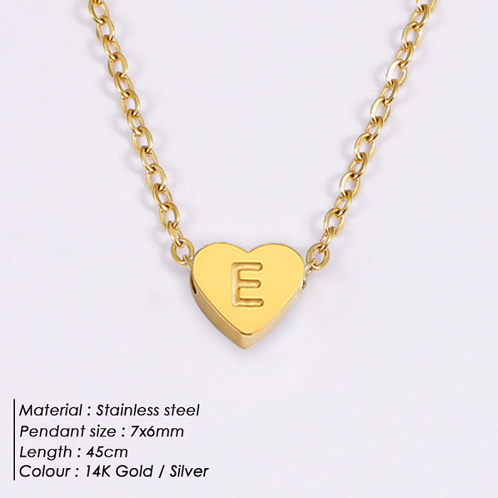 Simple Style Letter Heart Shape Stainless Steel  Stainless Steel Plating Pendant Necklace