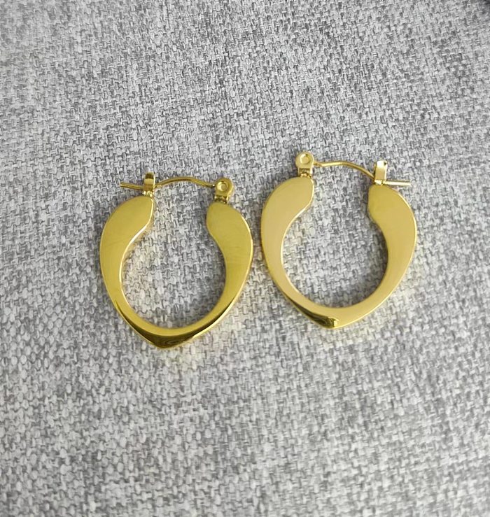 1 paire de boucles d'oreilles pendantes en acier inoxydable plaqué or 18 carats, Style Vintage élégant, géométrique, couleur unie