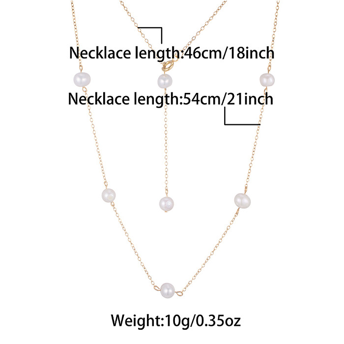 Sweet Simple Style Irregular Stainless Steel  Freshwater Pearl Plating Freshwater Pearl 18K Gold Plated Necklace