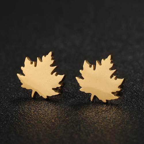1 Pair Simple Style Maple Leaf Stainless Steel  Plating Ear Studs