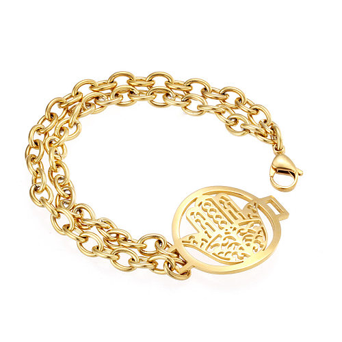 Bracelet rond en acier et titane pour femmes, vente en gros, double couture dorée, paume