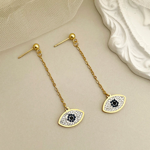 1 Pair Funny Modern Style Commute Eye Plating Inlay Stainless Steel  Zircon Gold Plated Drop Earrings