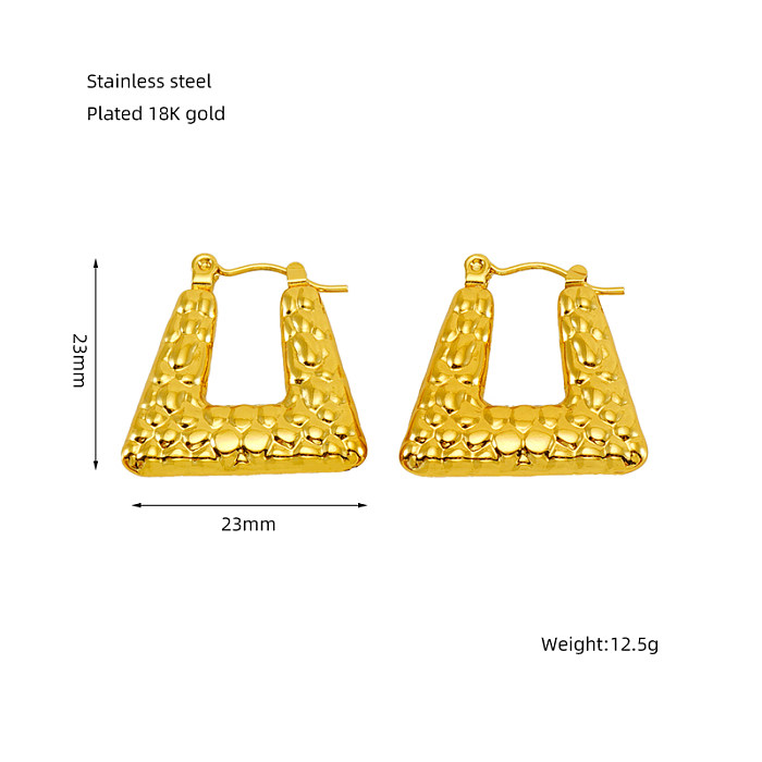 1 Pair Elegant Round Polishing Plating Stainless Steel  18K Gold Plated Earrings