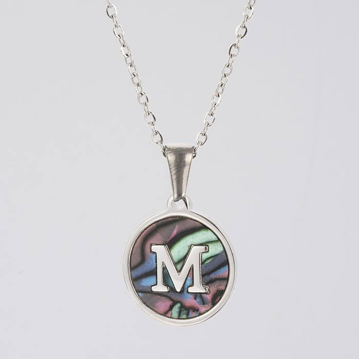 Fashion Round Letter Stainless Steel  Necklace Patchwork Stainless Steel  Necklaces