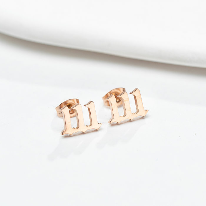 Simple Style Number Stainless Steel  Plating Hollow Out Ear Studs 1 Pair