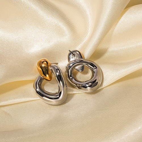 1 Paar IG-Stil-Ohrringe mit unregelmäßiger Beschichtung aus Edelstahl mit 18-Karat-Vergoldung