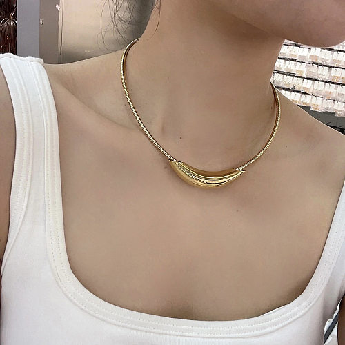 Glam Luxurious Solid Color Solid Color Stainless Steel Plating Gold Plated Silver Plated Choker