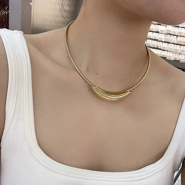 Casual Solid Color Stainless Steel Plating Necklace