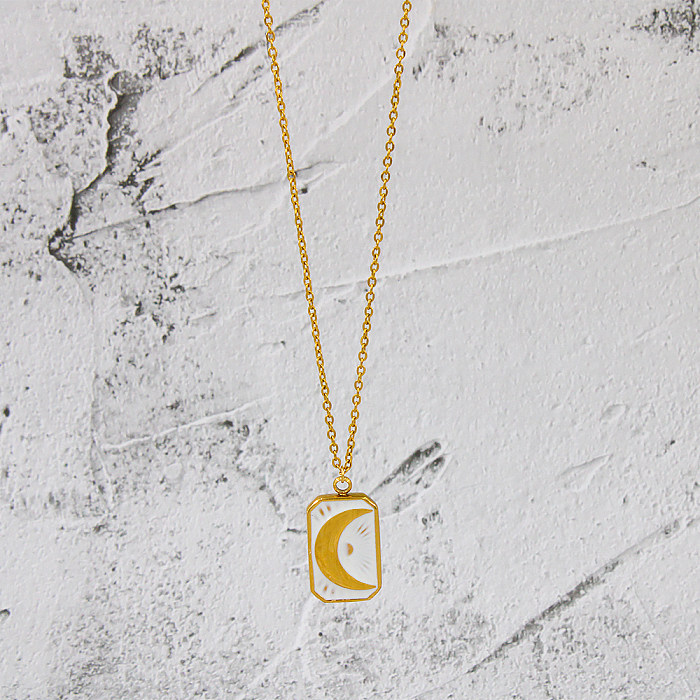 Collier pendentif plaqué or 18 carats avec placage en acier inoxydable carré Streetwear