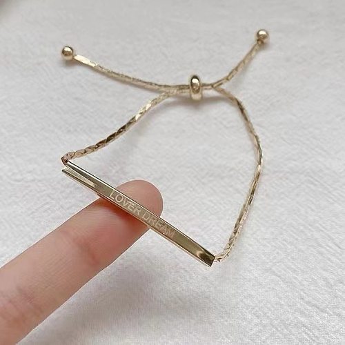 Lady Letter Rectangle Titanium Steel Plating Bracelets