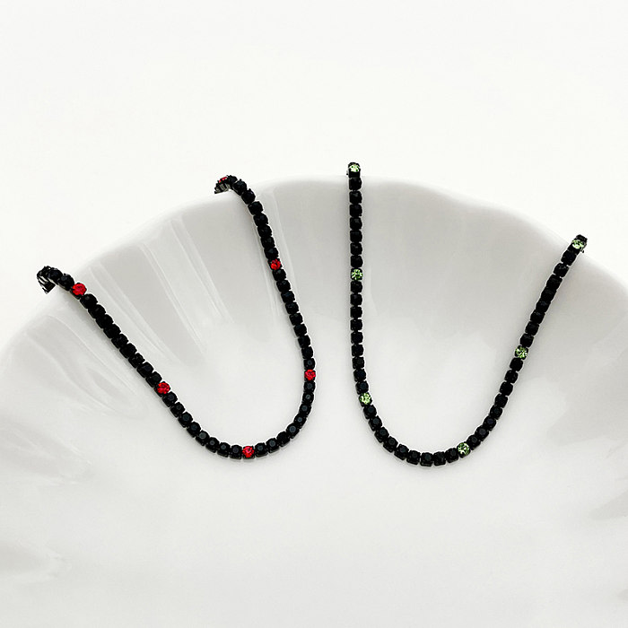Bracelets en Zircon incrustés d'acier inoxydable de couleur unie, streetwear rétro décontracté