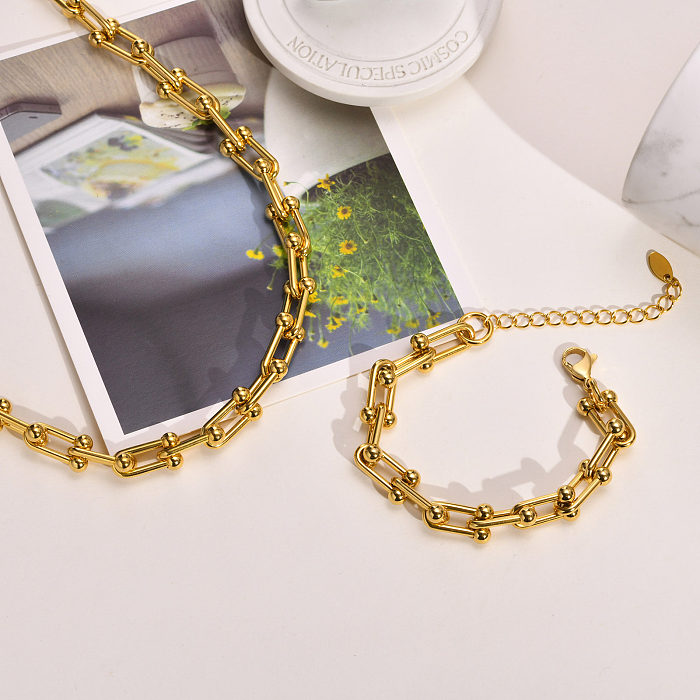 Modische, geometrische, vergoldete Halskette aus Edelstahl
