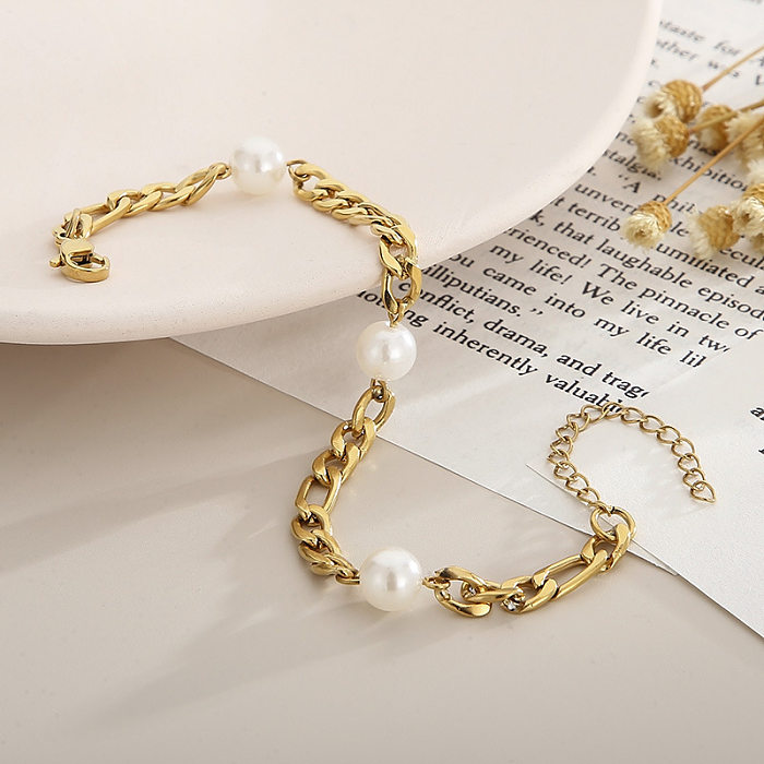 Bracelets de perles artificielles en acier titane géométrique doux