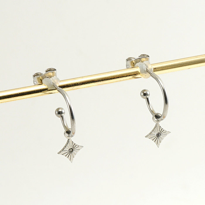 Simple Style Star Stainless Steel  Plating Inlay Zircon Drop Earrings 1 Pair