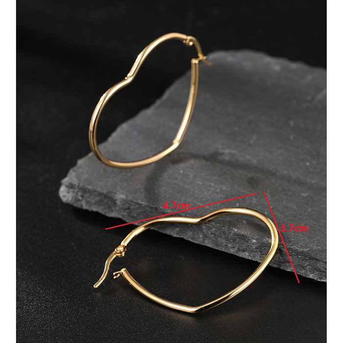 Simple Style Circle Star Heart Shape Stainless Steel  Plating Hoop Earrings 1 Pair
