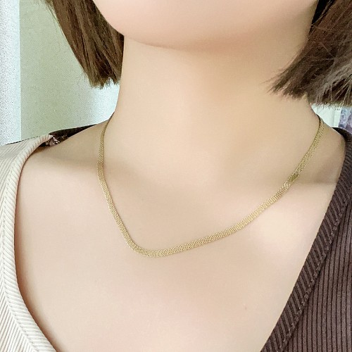 Casual Simple Style Solid Color Stainless Steel  Gold Plated Choker In Bulk