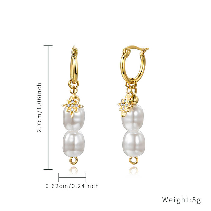 1 Paar elegante, schlichte Damen-Ohrringe mit Sternbeschichtung aus Edelstahl, vergoldet