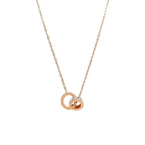 Simple Style Round Stainless Steel Inlay Artificial Gemstones Pendant Necklace 1 Piece