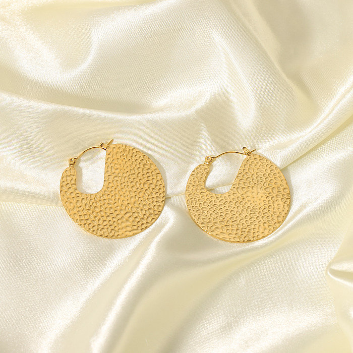 1 Pair Elegant Streetwear Round Plating Stainless Steel  18K Gold Plated Hoop Earrings