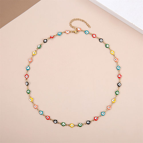 Elegant Streetwear Devil'S Eye Stainless Steel  Enamel Necklace