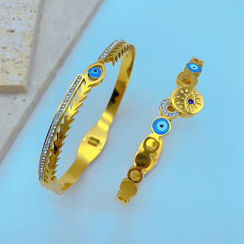 Wholesale Ethnic Style Devil'S Eye Titanium Steel Bangle