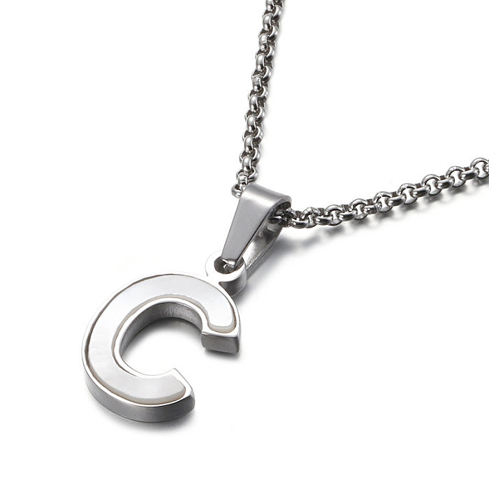 Simple Temperament Shell English Letter Necklace Stainless Steel  Clavicle Chain Wholesale