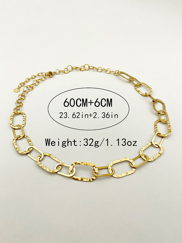 Roman Style Streetwear Oval Heart Shape Stainless Steel  Patchwork Plating Gold Plated Necklace