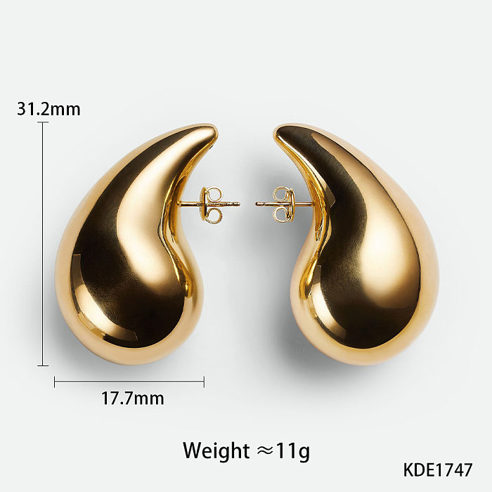 1 Pair Simple Style Water Droplets Plating Stainless Steel  Gold Plated Ear Studs