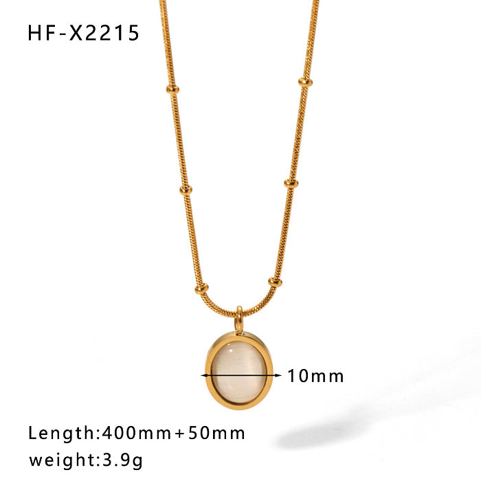 Simple Style Round Heart Shape Stainless Steel  Stainless Steel Inlay Rhinestones Pendant Necklace