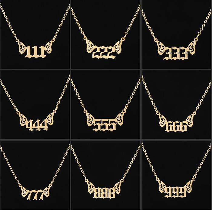 Simple Style Number Stainless Steel  Plating 18K Gold Plated Pendant Necklace