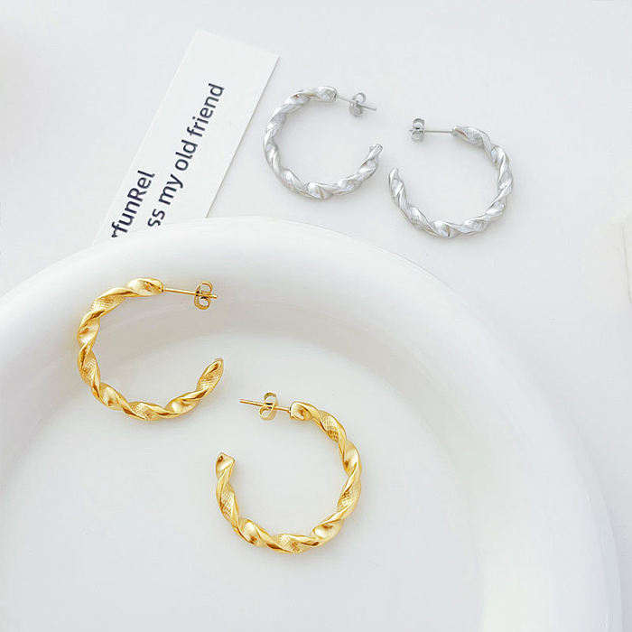 1 Pair Simple Style C Shape Plating Stainless Steel  14K Gold Plated Ear Studs