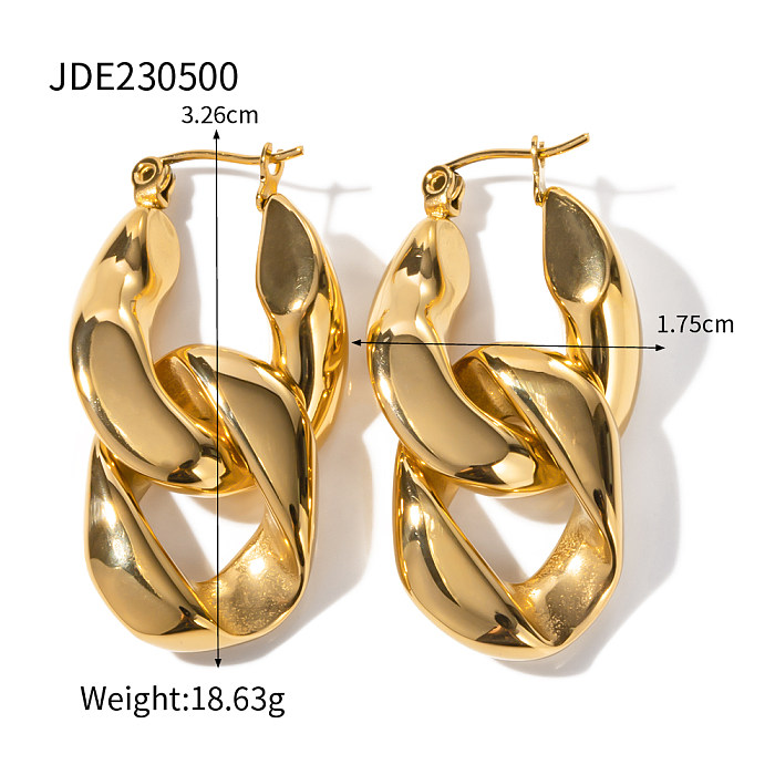1 Pair IG Style Exaggerated Geometric Plating Stainless Steel  18K Gold Plated Earrings