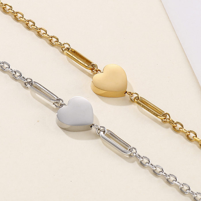 New Fashion Creative Stainless Steel Splicing Heart-shaped Pendant Bracelet