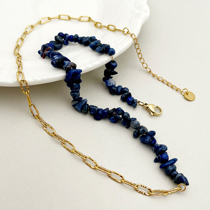 Casual Tropical Simple Style Irregular Stainless Steel  Beaded Patchwork Plating Gold Plated Necklace