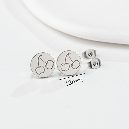 1 Pair Cartoon Style Round Fruit Stainless Steel  Plating Ear Studs