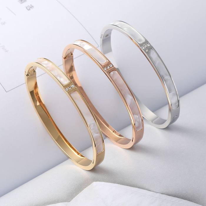 INS Style élégant style coréen géométrique en acier inoxydable plaqué diamant bracelet plaqué or 18 carats