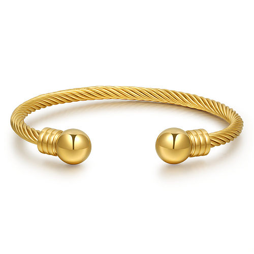 Rundes Perlen-Drahtseil-Armband, offenes Armband aus Titanstahl, Großhandel
