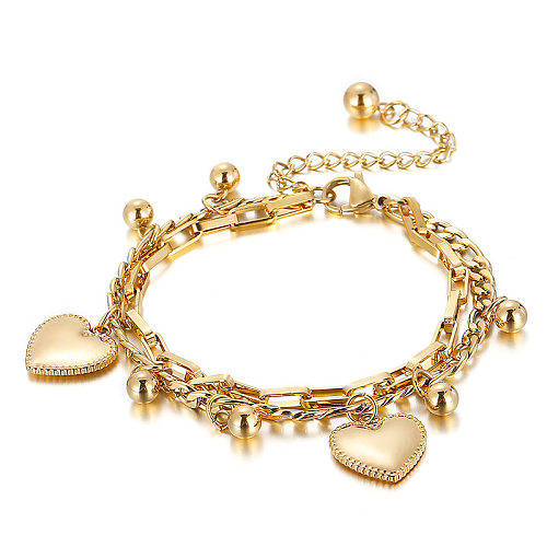 Bracelet de mode en forme de coeur en acier inoxydable, vente en gros de bijoux