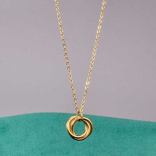 Collar simple con colgante de tres anillos de oro de 18 quilates, joyería al por mayor