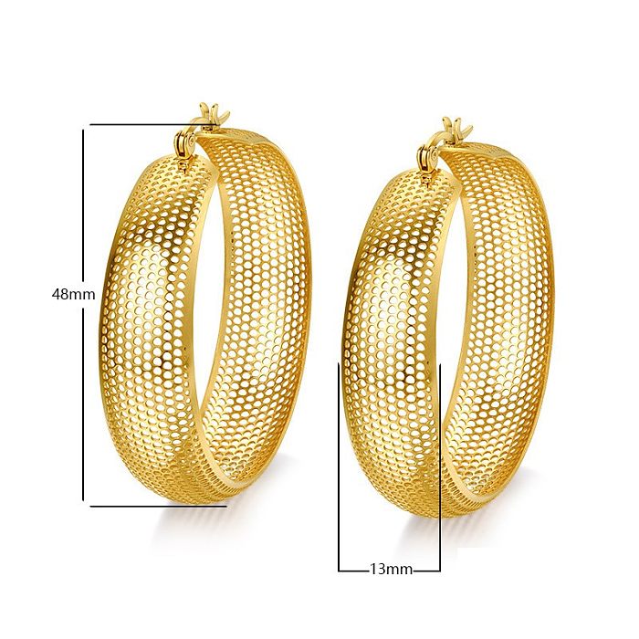 Simple Style Solid Color Stainless Steel Plating Hollow Out Earrings 1 Pair