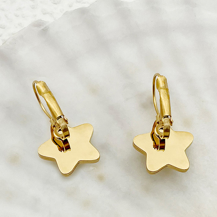 1 Pair Elegant Cute Sweet Star Plating Stainless Steel  Gold Plated Earrings