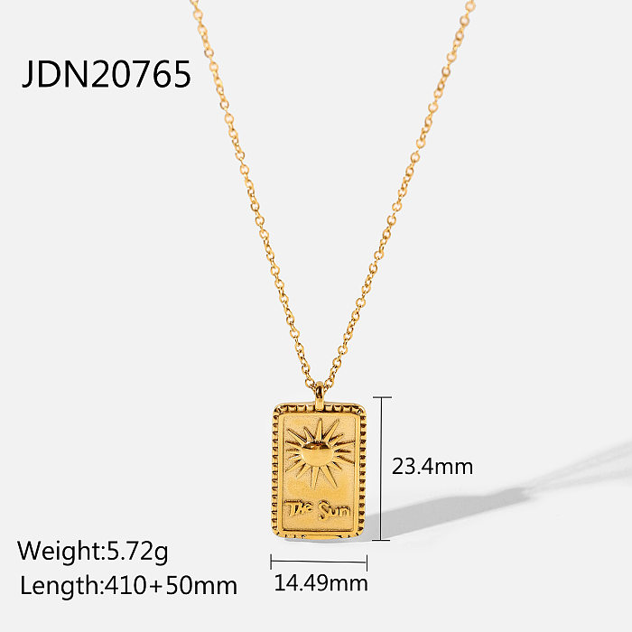 Gold-plated Stainless Steel  Party Gift Embossed Diamond Pendant Necklace