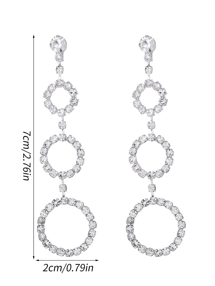 1 paire de boucles d'oreilles élégantes en acier inoxydable et Zircon plaqué or 18 carats avec incrustation de cercle