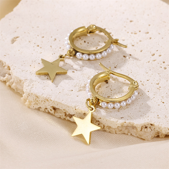 6 Pieces Simple Style Commute Sun Star Moon Asymmetrical Plating Stainless Steel  18K Gold Plated Drop Earrings